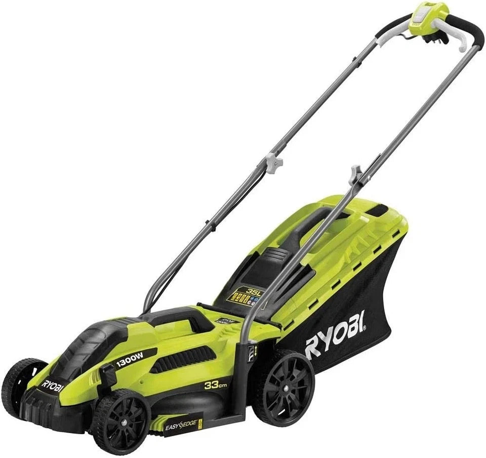 Tondeuse Électrique RYOBI RLM13E33S 1300W, Coupe 33Cm, Tondeuse Avec Sac